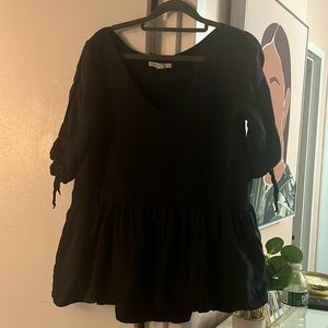 Paper Crown tie sleeve drop waist blouse